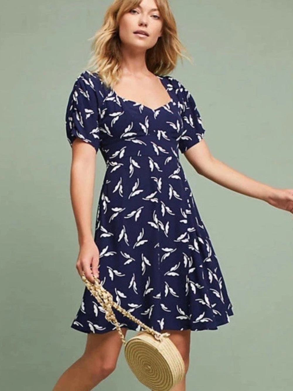 Anthropologie Maeve Fern Ruched Dress - size 6